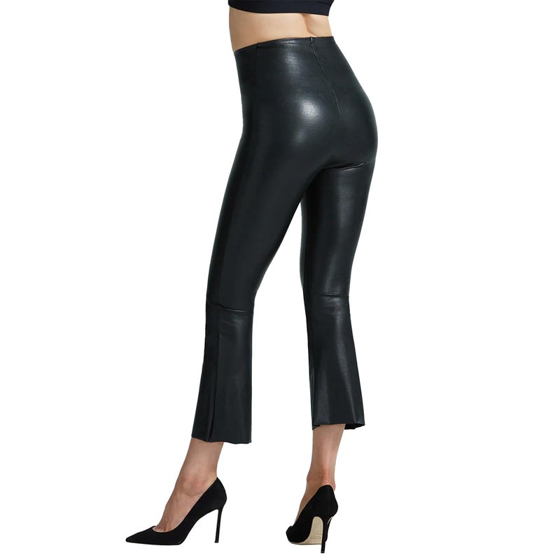 commando - Faux Leather Cropped Flare Leggings | High-Rise, Raw-Cut Hem | Sculpting Yet Flexible & Soft | Machine Washable | Black, M - Image 2